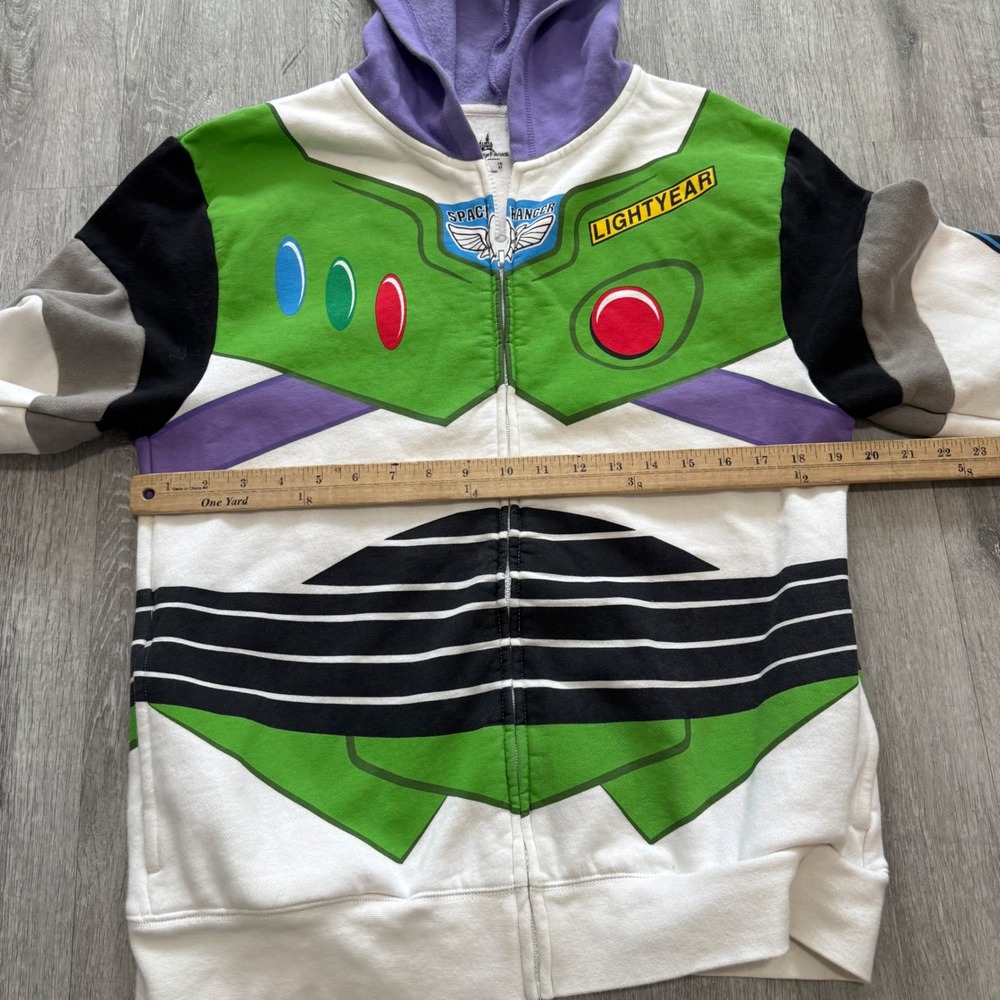 Disney Parks Buzz Lightyear Toy Story Zip Up Hoodie Adult Small White Green - Picture 4 of 5